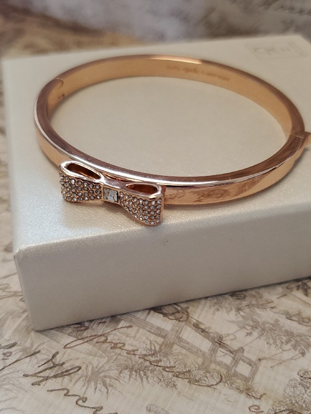 kate spade Rose Gold Bow Pavé Bangle Bracelet - Picture 3 of 8